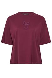 LIMITED COLLECTION Plus Size Dark Red Bow Beaded Top 1