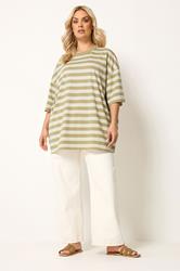 YOURS Plus Size Natural Brown & Cream Boxy T-Shirt | Yours Clothing 1