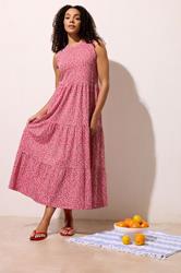 M&Co Red Floral Print Cotton Tiered Maxi Dress | M&Co 3