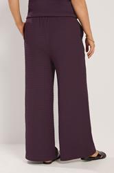 YOURS Plus Size Purple Wide Leg Crinkle Trousers | Yours Clothing 4