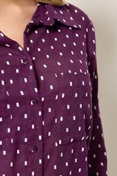 M&Co Women's Berry Purple Long Sleeve Dobby Shirt | M&Co 4