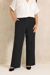 EVANS Plus Size Black Wide Leg Formal Trousers | Evans 1
