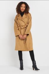 M&Co Brown Faux Suede Wrap Formal Coat | M&Co 3