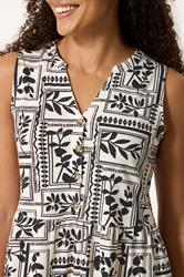 M&Co Black Leaf Print Cotton Sleeveless Midi Dress | M&Co 4