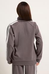 PixieGirl Petite Women's Set Purple Stripe Quarter Zip Sweatshirt & Wide Leg Joggers | PixieGirl 5
