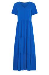 M&Co Blue Notch Neck Tiered Cotton Maxi Dress