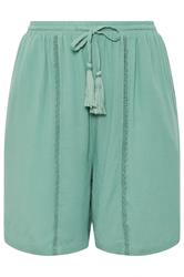YOURS Plus Size Mint Green Scallop Detail Shorts | Yours Clothing 5