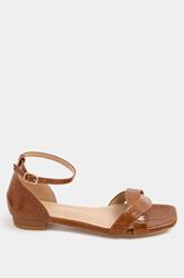 LTS Brown Twisted Low Heel Sandals In Standard Fit | Long Tall Sally 2