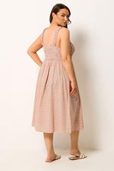YOURS Plus Size Pink Gingham Milkmaid Dress | Yours Clothing 2