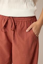 PixieGirl Petite Women's Red Linen Barrel Trousers | PixieGirl 5