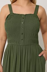 YOURS Plus Size Olive Green Shirred Placket Dress | Yours Clothing 4