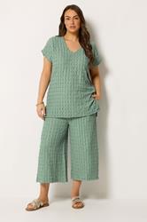 YOURS Plus Size Sage Green Bubble Textured T-Shirt | Yours Clothing 1