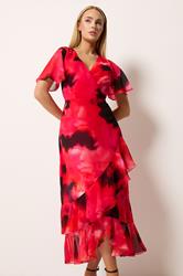STAR Red Blurred Floral Tiered Wrap Dress | StarByJM 3