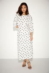 PixieGirl Petite Women's White Polka Dot Cotton Midi Dress | PixieGirl 3