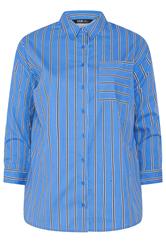 YOURS Curve Blue Stripe Button Through Shirt