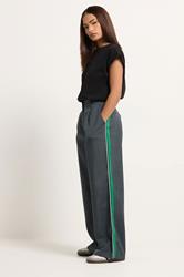 PixieGirl Petite Women's Grey & Green Striped Formal Trousers | PixieGirl 3