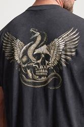 BadRhino Big & Tall Grey Extra Long Snake & Skull Graphic Acid Wash T-Shirt | BadRhino 4
