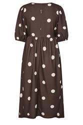 LIMITED COLLECTION Plus Size Chocolate Brown Polka Dot Dress | Yours Clothing 2