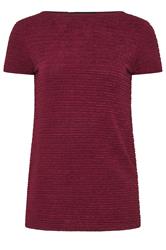 LTS Tall Burgundy Red Textured Slash Neck Top