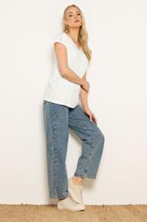 LTS Tall Women's Ivory White Lace V-Neck Cotton T-Shirt | Long Tall Sally 1