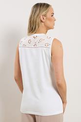 LTS Tall Women's White Embroidered Cotton Vest | Long Tall Sally 2