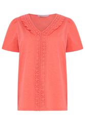 M&Co Coral Short Sleeve Frill Cotton Blouse | M&Co 5