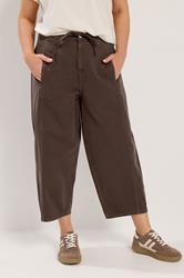 YOURS Plus Size Brown Barrel Leg Cropped Jeans | Yours Clothing 1