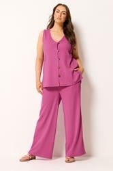 YOURS Plus Size Pink Textured Waistcoat | Yours Clothing 1