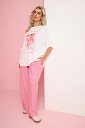YOURS Plus Size Pink Stripe Trousers | Yours Clothing 3
