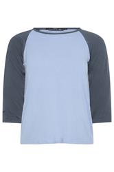 PixieGirl Petite Blue Contrast Sleeve T-Shirt