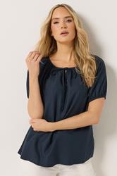 LTS Tall Women's Navy Blue Linen Blouse | Long Tall Sally 1