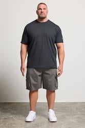 KAM Big & Tall Slate Grey Elastic Waist Cargo Shorts | BadRhino 1