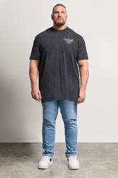 BadRhino Big & Tall Grey Extra Long Snake & Skull Graphic Acid Wash T-Shirt | BadRhino 1