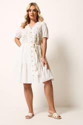 YOURS Plus Size White Flower Detail Shirt Dress | Yours Clothing 1