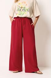 YOURS Plus Size Red Washed Twill Trousers | Yours Clothing 1