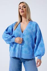 LIMITED COLLECTION Plus Size Blue Rose Knitted Cardigan | Yours Clothing 3