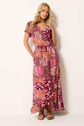 M&Co Red Abstract Floral Print Wrap Maxi Dress | M&Co 2