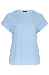 EVANS Curve Light Blue Crochet Shoulder Modal T-Shirt