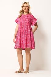 YOURS Plus Size Pink Mixed Shell Tunic Dress | Yours Clothing 1