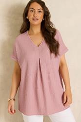 EVANS Plus Size Blush Pink Plisse Pleat Top | Evans  3