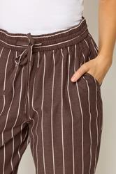 M&Co Brown Striped Tapered Cropped Trousers | M&Co 4