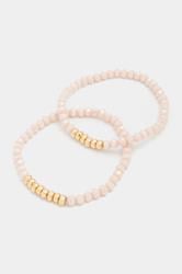 YOURSET 2 PACK Pink Beaded Stretch Bracelet Set | Yours Clothing 3