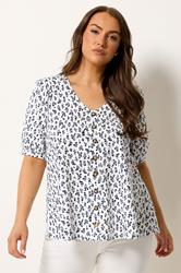 YOURS Plus Size White Floral Button Front Top | Yours Clothing 3