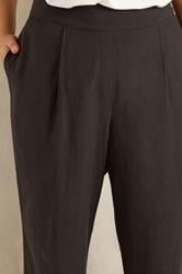 EVANS Plus Size Chocolate Brown Tailored Linen Trousers | Evans 5