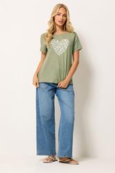 M&Co Green Heart Print Cotton T-Shirt | M&Co 1