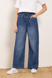 M&Co Blue Midwash Tie Waist Wide Leg Jeans | M&Co 3