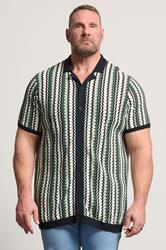 BadRhino Big & Tall Blue & Green Knitted Revere Collar Shirt | BadRhino 1