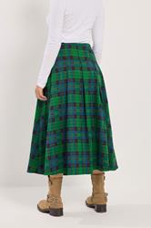 PixieGirl Petite Women's Green & Blue Check Midi Skirt | PixieGirl 2