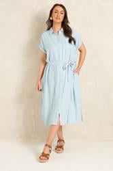 EVANS Plus Size Blue & White Stripe Shirt Dress | Evans 1