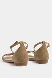 LTS Natural Brown Twisted Low Heel Sandals In Standard Fit | Long Tall Sally 4